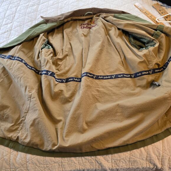 Ducks Unlimited Field Chore Coat Men's M Green Canvas Leather Trim Huntingcore - Picture 9 of 13